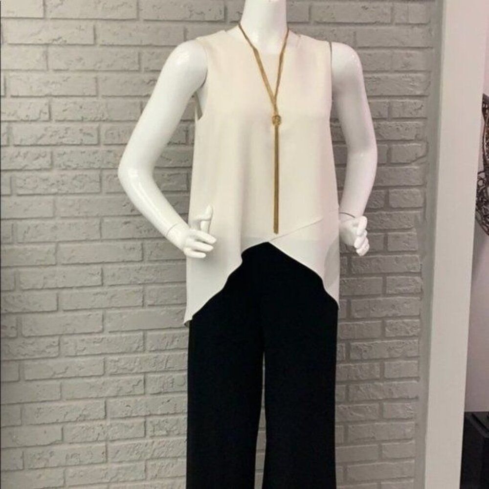 Amanda Uprichard Women's Sleeveless Cream Hi-Low blouse Size S